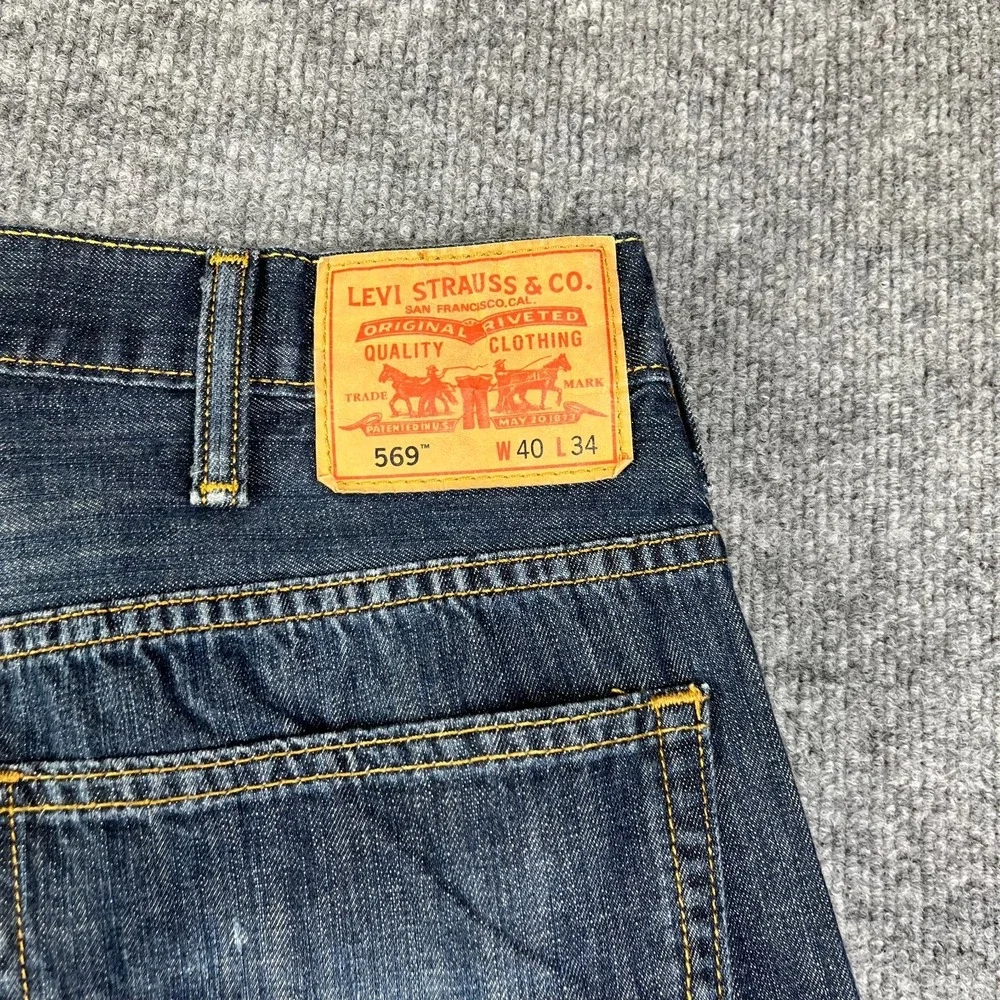 Levi's 569‎ Jeans Men's Rinse Blue Denim Classic Straight Zip Fly 40X30 - Flaws